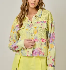 Daisy Floral Mixed Media Jacket