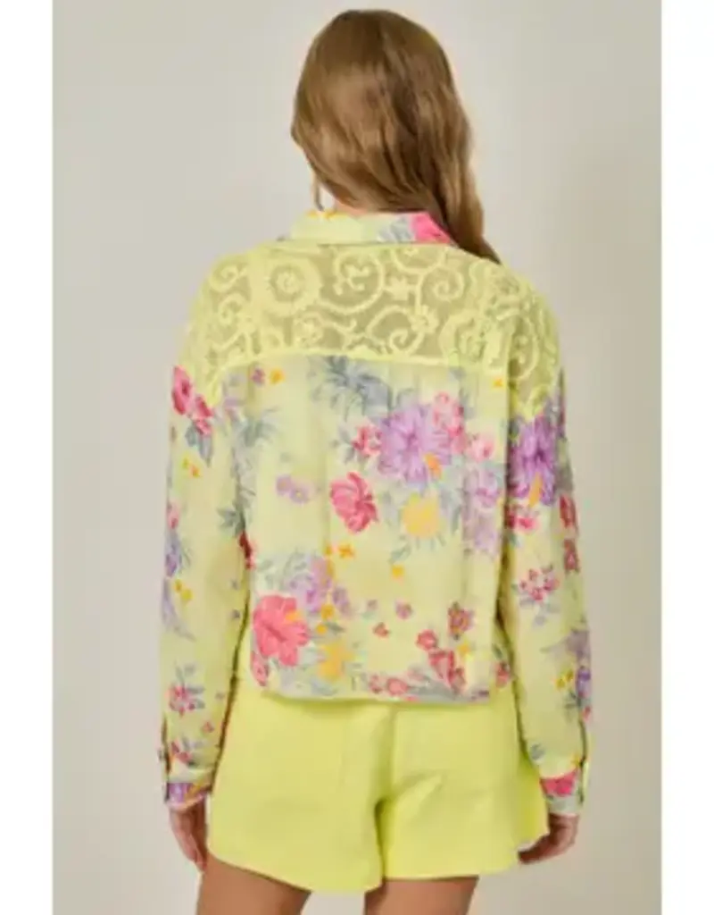 Daisy Floral Mixed Media Jacket
