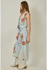 Floral Printed Denim Barrel Jeans