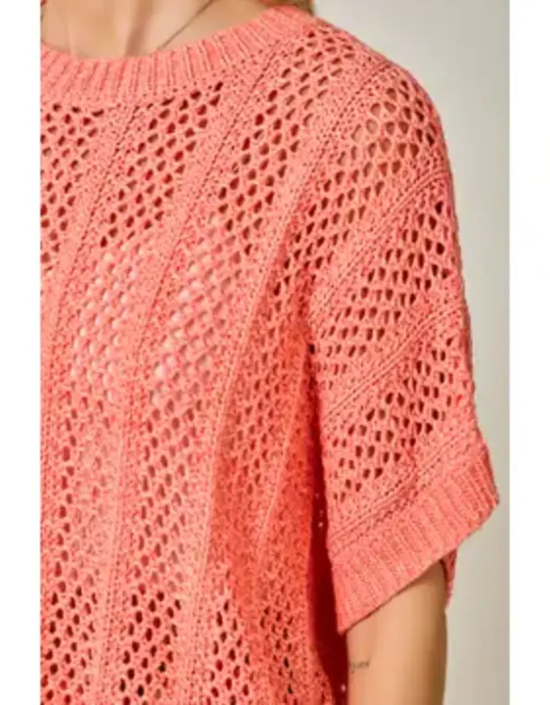 Dottie Crochet Short Sleeve Dolman Knit Top