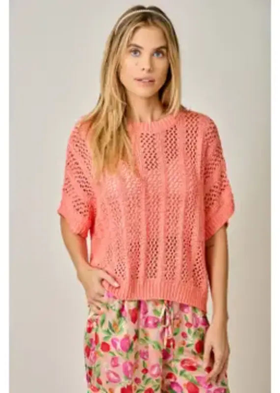 Dottie Crochet Short Sleeve Dolman Knit Top