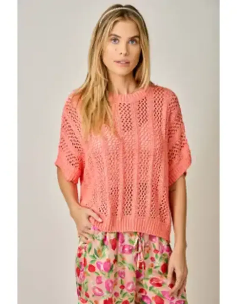 Dottie Crochet Short Sleeve Dolman Knit Top