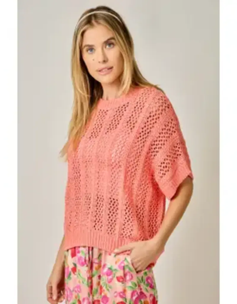 Dottie Crochet Short Sleeve Dolman Knit Top