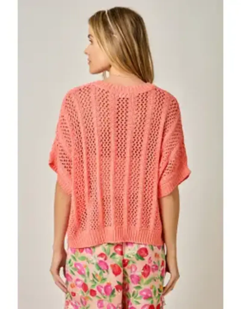 Dottie Crochet Short Sleeve Dolman Knit Top