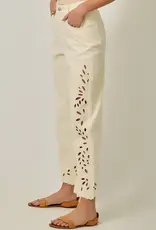 Eyelet Embroidered Detail Straight Leg Jeans