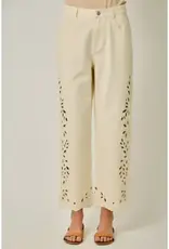 Eyelet Embroidered Detail Straight Leg Jeans