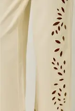 Eyelet Embroidered Detail Straight Leg Jeans