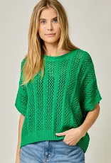Dottie Crochet Short Sleeve Dolman Knit Top