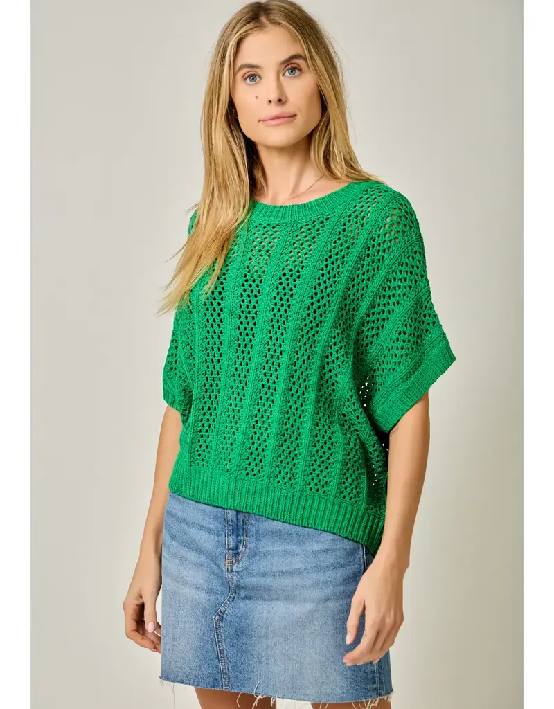 Dottie Crochet Short Sleeve Dolman Knit Top