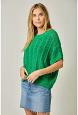 Dottie Crochet Short Sleeve Dolman Knit Top