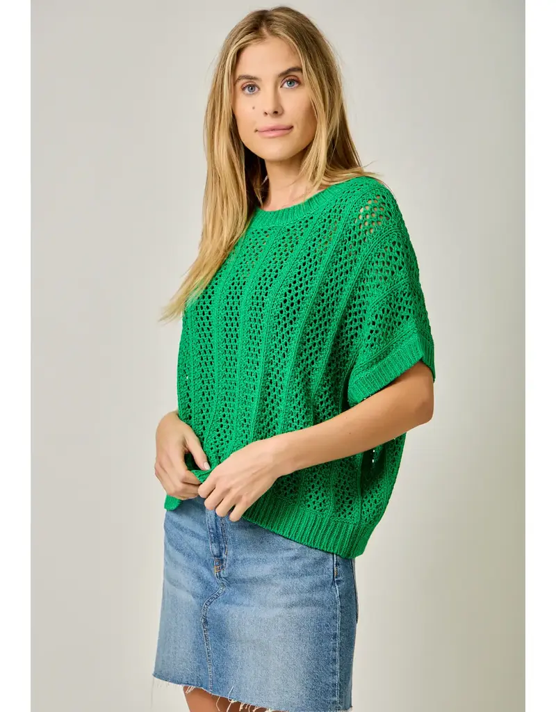 Dottie Crochet Short Sleeve Dolman Knit Top