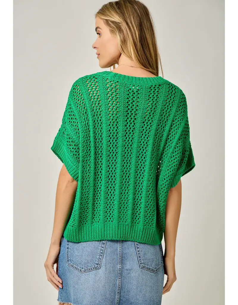 Dottie Crochet Short Sleeve Dolman Knit Top