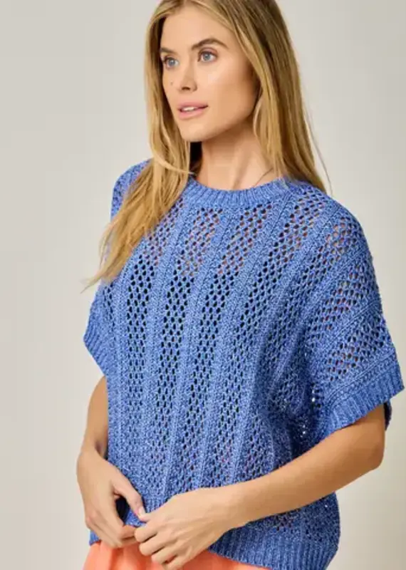 Dottie Crochet Short Sleeve Dolman Knit Top