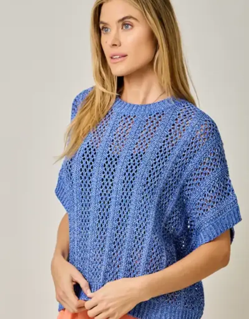 Dottie Crochet Short Sleeve Dolman Knit Top