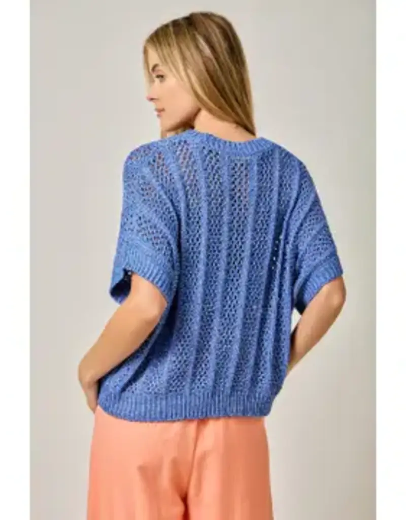 Dottie Crochet Short Sleeve Dolman Knit Top