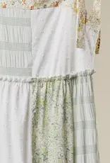 Patchwork Tie-Shoulder Tiered Maxi Dress