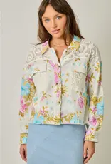 Daisy Floral Mixed Media Jacket