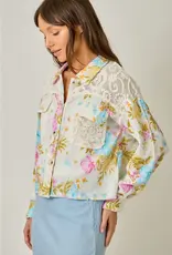 Daisy Floral Mixed Media Jacket