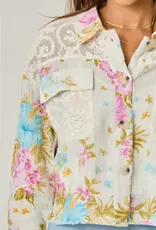 Daisy Floral Mixed Media Jacket