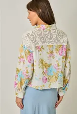Daisy Floral Mixed Media Jacket