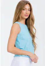 Ribbed Viscose Crew Neck Loose Fit Tank