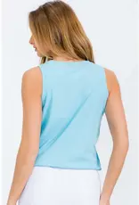 Ribbed Viscose Crew Neck Loose Fit Tank