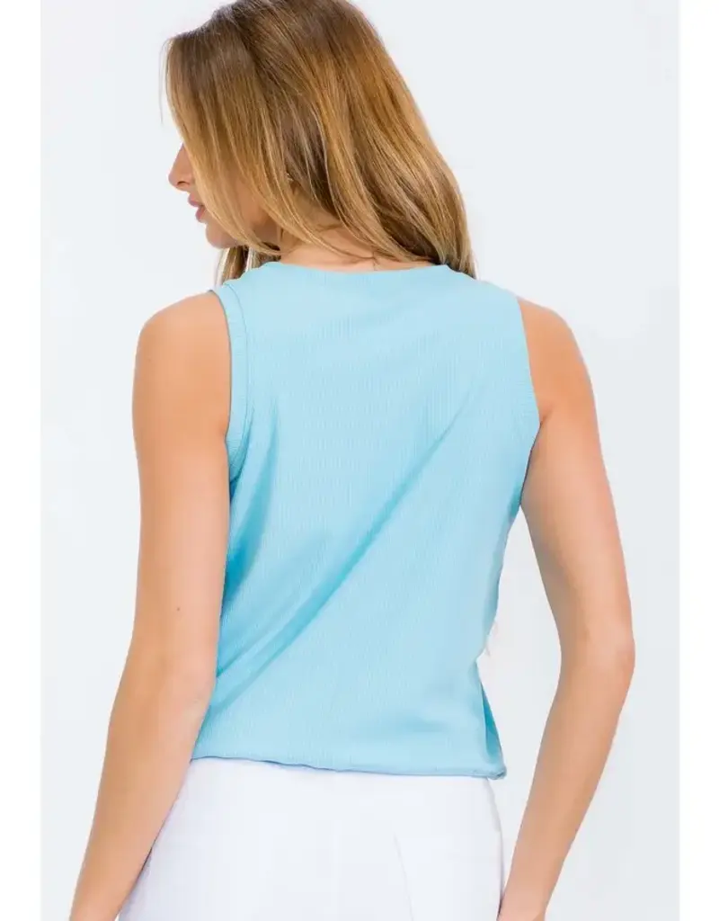 Ribbed Viscose Crew Neck Loose Fit Tank