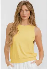 Ribbed Viscose Crew Neck Loose Fit Tank