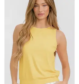 Ribbed Viscose Crew Neck Loose Fit Tank