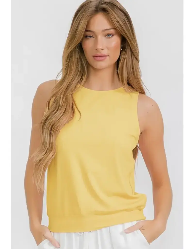 Ribbed Viscose Crew Neck Loose Fit Tank