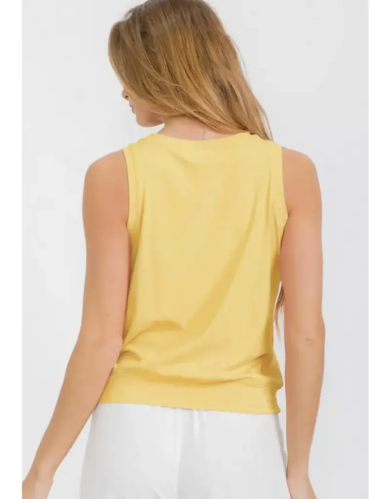 Ribbed Viscose Crew Neck Loose Fit Tank