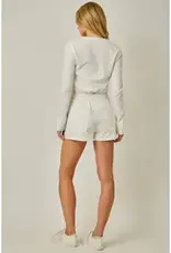 Daisy Mixed Media Embroidery Shorts