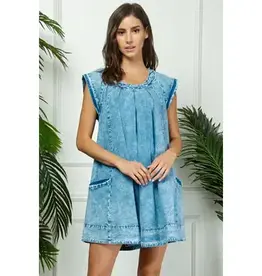 Washed Denim Dress With Side Pocket Detail