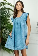 Washed Denim Dress With Side Pocket Detail