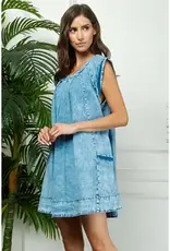 Washed Denim Dress With Side Pocket Detail