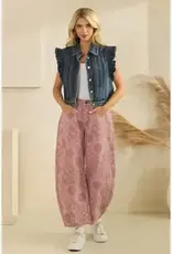 Denim Vest with Front Pleat & Ruffles Cap Sleeves Details