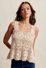 Cassie Crochet Lace Square Neck Tank Top