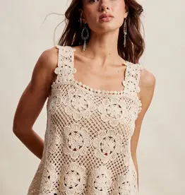 Cassie Crochet Lace Square Neck Tank Top
