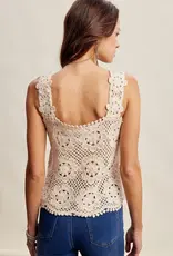 Cassie Crochet Lace Square Neck Tank Top