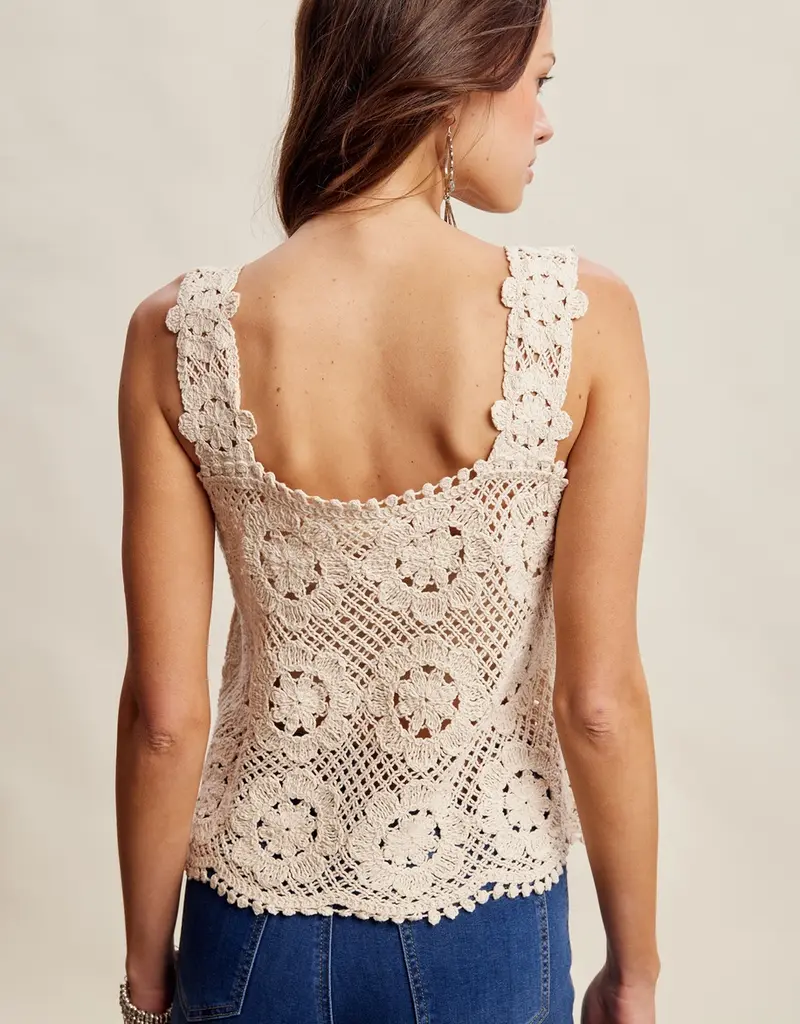 Cassie Crochet Lace Square Neck Tank Top