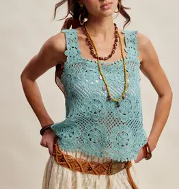 Cassie Crochet Lace Square Neck Tank Top