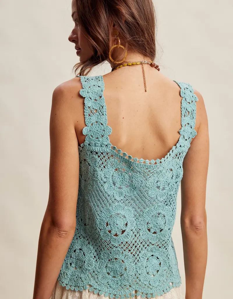 Cassie Crochet Lace Square Neck Tank Top