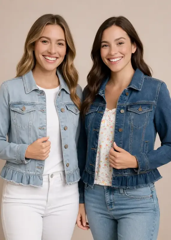 Peplum Hem Denim Jacket