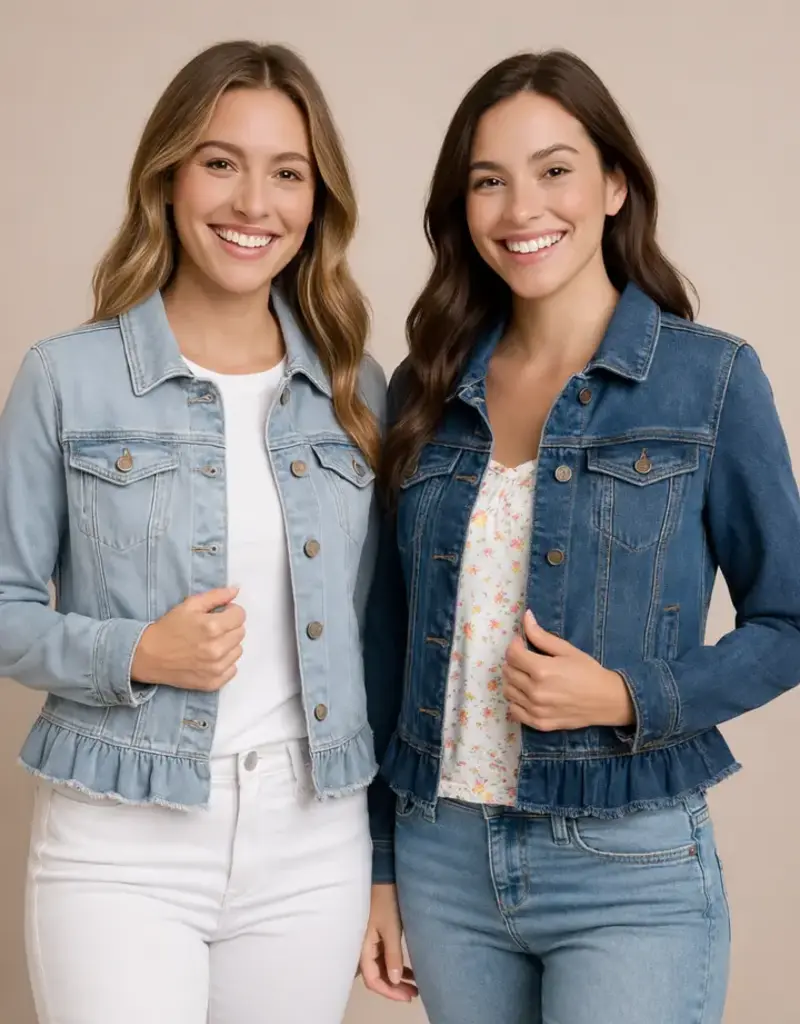 Peplum Hem Denim Jacket