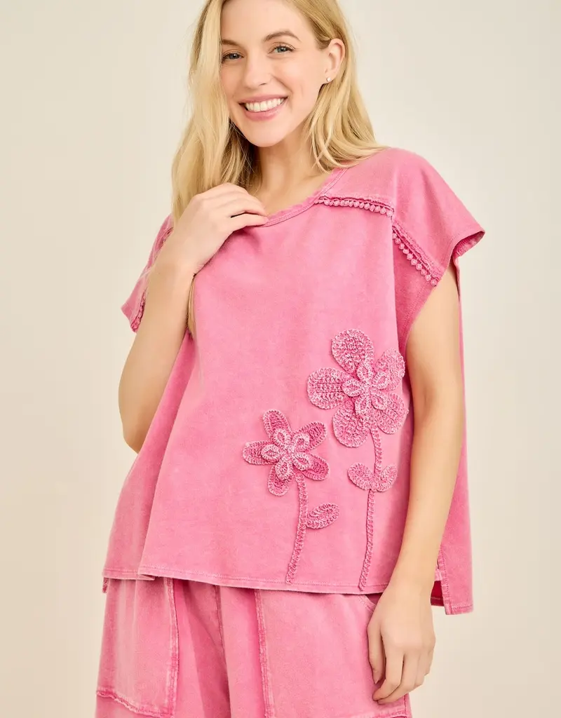 Mineral Washed Flower Garden Sleeveless Top