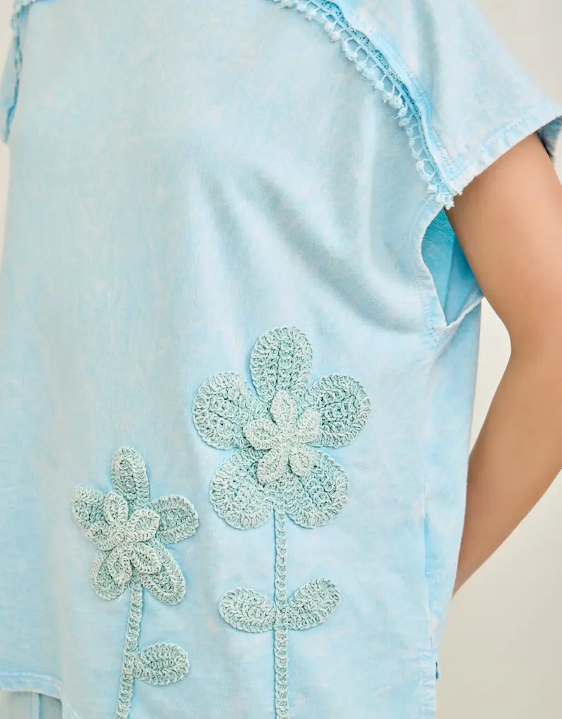 Mineral Washed Flower Garden Sleeveless Top