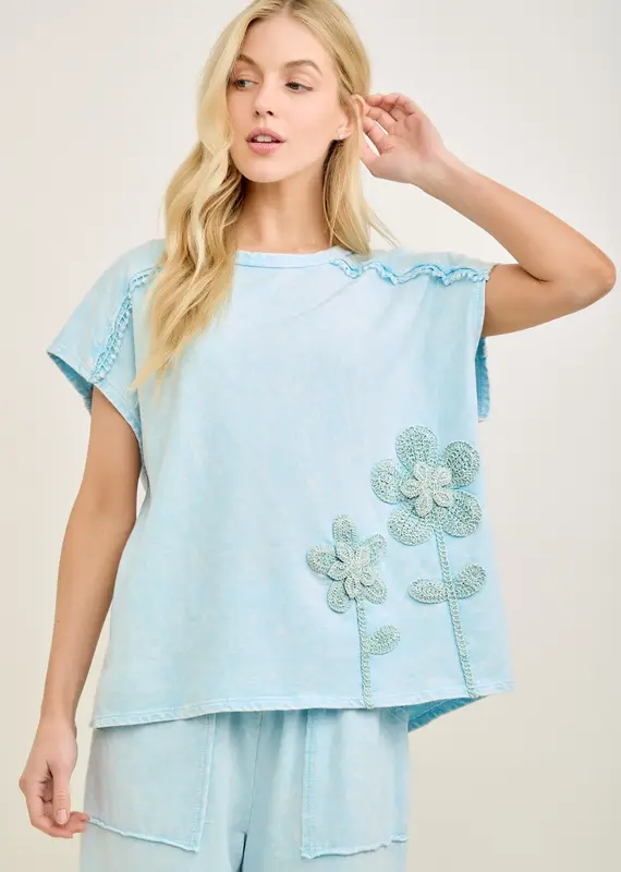 Mineral Washed Flower Garden Sleeveless Top