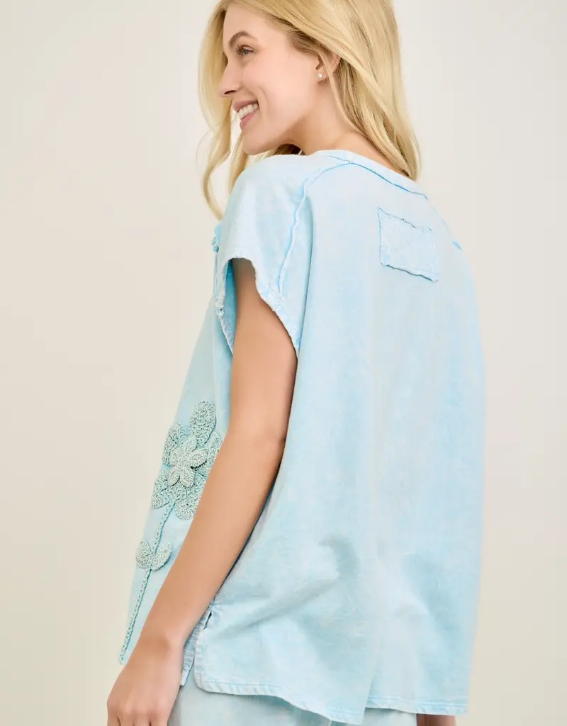 Mineral Washed Flower Garden Sleeveless Top