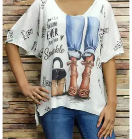 Fashion Sparkle Short Sleeve Knit Top