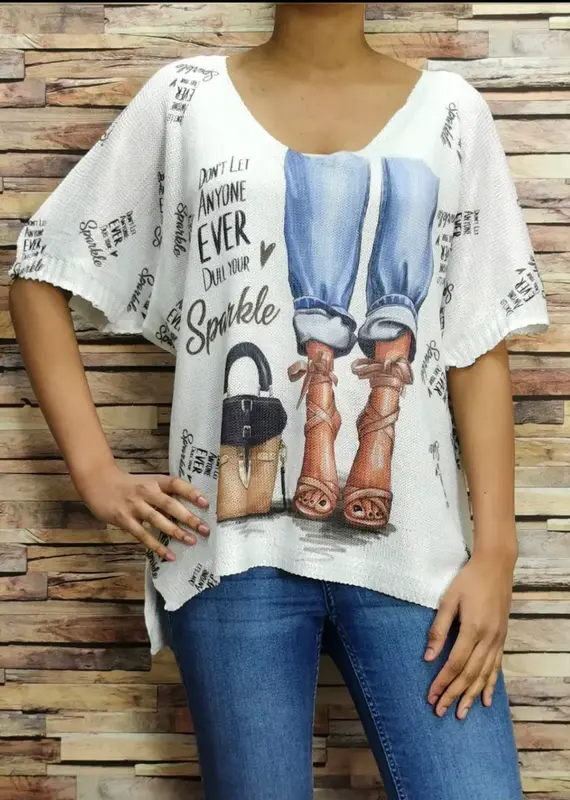 Fashion Sparkle Short Sleeve Knit Top